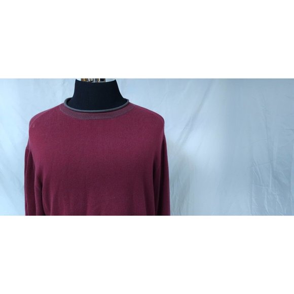 Chaps Denim Mens Large Red Grey Pullover Long Sleeve Logo Stretch Sweater - Picture 2 of 12